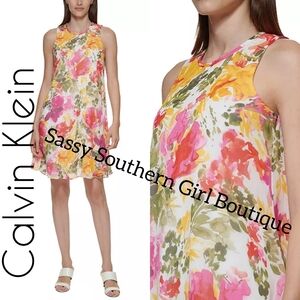 🆕⭐ Calvin Klein Floral Trapeze Dress